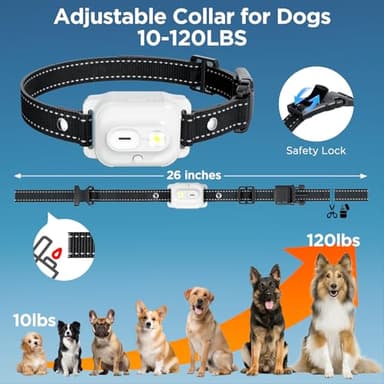 Dog Shock Collar, 3300ft Dog Training Collar with Remote, IPX7 Waterproof Rechargeable Sleek Modern Shock Collar for Small, Medium, Large Dogs with Beep, Vibration, Safety Shock, Light Mode, 8-120 lbs - Image 6