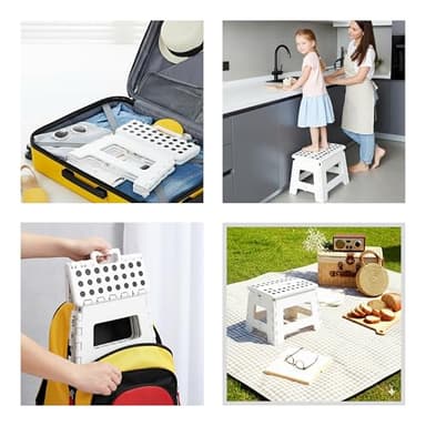 Utopia Home Folding Step Stool - (Pack of 1) Foot Stool with 9 Inch Height - Holds Up to 300 lbs - Lightweight Plastic Foldable Step Stool for Kitchen, Bathroom & Living Room (White) - Image 6