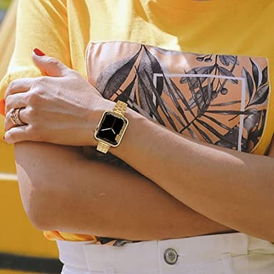 CSJCUBIC Metal band Compatible with Apple Watch Band 46mm 45mm 44mm 42mm 41mm 40mm 38mm for women, Slim and Thin Stainless Steel Replacement Adjustable Wristband for iWatch Series 10/9/8/7/6/5/4/3/2/1/SE - Image 2