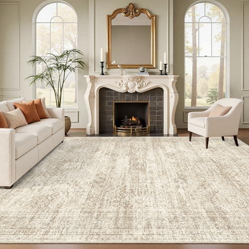 Soalmost Washable Area Rug 8x10, Large Soft Rugs for Living Room Vintage Beige Carpet 8x10 Area Rugs for Bedroom Dining Room Non-Slip Stain Resistant Under Table Rug - Image 1