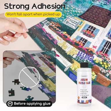 YAKAMOZ Clear Jigsaw Puzzle Glue with Precision Applicator – Non-Toxic, Quick Dry & Water-Soluble for Puzzles up to 5000 Pieces (200ML) - Image 8
