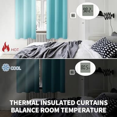 BGment Blackout Curtains - Grommet Thermal Insulated Room Darkening Bedroom and Living Room Curtains, Set of 2 Panels (52 x 120 Inch, Aqua) - Image 4