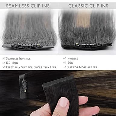 WENNALIFE Seamless Clip In Hair Extensions Human Hair, 24 Inch 160g 7pcs Natural Black Mixed Chestnut Brown Hair Extensions Clip in Human Hair Invisible PU Skin Weft Natural Remy Human Hair Extensions - Image 3