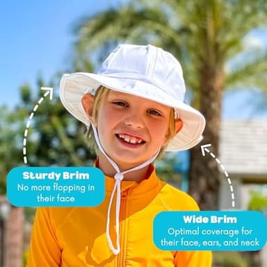 SwimZip Wide Brim Sun Hat | UPF 50+ Protection for Baby, Toddler, and Kids White - Image 8