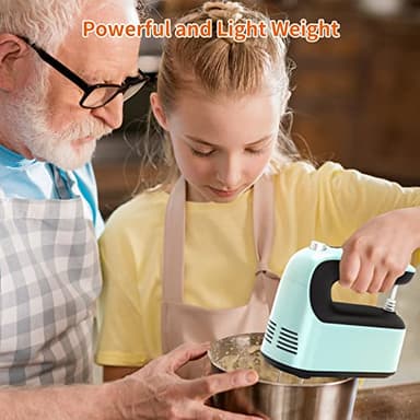 Yomelo 9-Speed Digital Hand Mixer Electric, 400W Powerful DC Motor, Baking Mixer Handheld with Snap-On Storage Case, Touch Button, Turbo Boost, Dough Hooks, Whisk (Ice Blue) - Image 4