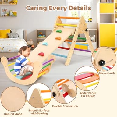 YOLEO 7-in-1 Pikler Triangle Set, Montessori Toddler Climbing Toys Indoor, Easy-Fold Pikler Climbing Set for Early Education, Fun Baby Climbing Gym and Jungle Gyms Indoor Playground for Kids 1-3 - Image 7