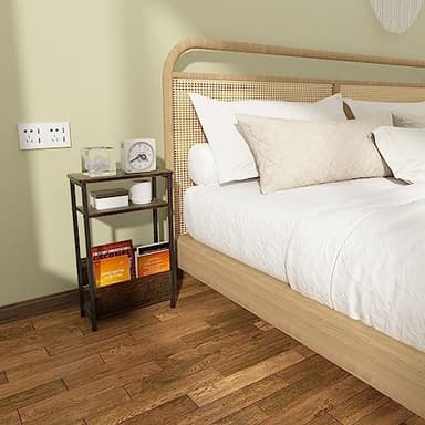 THUMEYE 7.1" Narrow Side Table for Small Spaces, 3 Tier Small End Table with Magazine Holder, Slim/Skinny Nightstand/Bedside Table for Living Room, Bedroom, 15.4" L x 24.2" H - Image 6