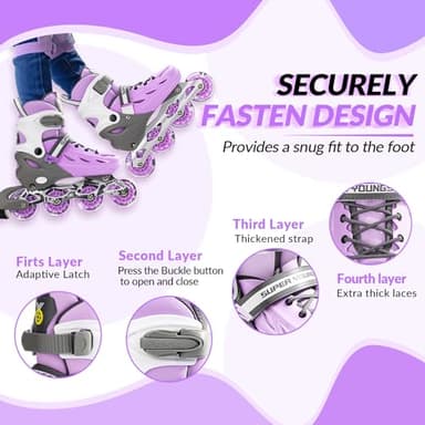 SUPER YOUNGSTER Adjustable Inline Skates for Boys Girls Ages 4-12 with Light Up Wheels, Roller Skates Blades for Youth Kids Indoor & Outdoor Beginners - Image 4