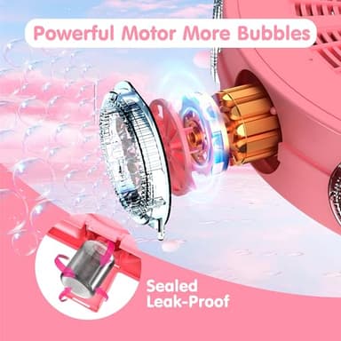 Bubble Machine-Automatic Fan-Shaped Bubble Blower Machine-10,000 Bubble Per Min Bubbles Maker for Kids,Portable Bubble Maker Toys for Outdoor,Wedding,Party,Birthday-Pink - Image 5