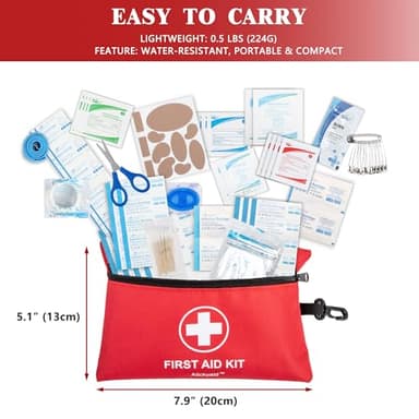 Atickyaid Mini First Aid Kit - 140 Piece Small First Aid Medical Kit for Car, Home, Office, Travel, Camping, Sports, Outdoor, School - Emergency First Aid Supplies and Survival Kit - Image 2