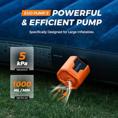 FLEXTAILGEAR 5kPa Electric Air Pump, Portable Camping Air Pump, Ultralight Paddleboard Pump with 1300mAh Rechargeable Battery, 1000L/min Airflow for Kayaking Air Beds Sleeping Pads Pool Floats - Image 2