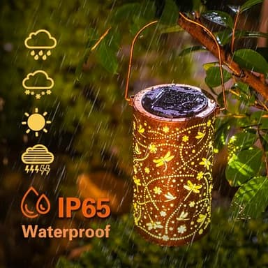 Dragonfly Solar Lanterns Outdoor Waterproof Hanging Solar Lights Dragonfly Gifts for Women Men Metal Decorative LED Dragonfly Lanterns for Garden Decor,Yard,Patio,Lawn,Tabletop,Pathway,Landscape - Image 5