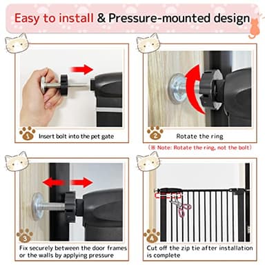Lumizone Extra Tall Cat Gate 61.02" High Pressure Mounted Extra Wide 63.39"-67.32" (17Sizes) 1.37" Gap No Drilling Auto-Close Tall Pet Gate for Dogs (Black, 63.32"-67.91"/161-171cm) - Image 5