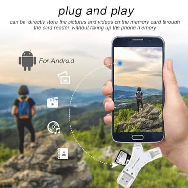 SD Card Reader for iPhone/ipad/Android/Mac/Computer/Camera,4 in1 Micro SD Card Reader Trail Camera Viewer, Portable Memory Card Reader SD Card Adapter for SD and TF Cards(White) - Image 8