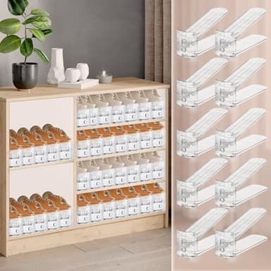 FENRUNXU Transparent Shoe Slots Organizer for Closet, 20 Pack Shoe Stacker Organizer for Closet Shoe Display Space Saver,Adjustable Shoe Rack Organizer Holder for High Heels,Sneakers(Transparent) - Image 4