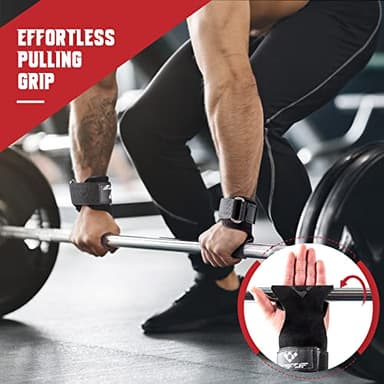 COFOF Weight Lifting Wrist Strap,Double Layer Leather Weightlifting Wrist Strap for Deadlift and Powerlifting, Adjustable Neoprene Padded Gym Workout Lifting Wrist Hooks for Men/Women(Pair) - Image 5