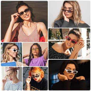STORYCOAST Trendy Small Cat Eye Sunglasses for Women Retro 90s Oval Narrow Sun Glasses Vintage Skinny Shades UV400 Protection khaki Frame-Light Brown Lens - Image 2