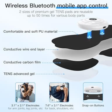 Wireless TENS & EMS Unit Back Pain Relief Massager - APP Controlled Bluetooth EMS Muscle Stimulator Machine for Back Shoulder Leg Neck Pain Relief (Black) - Image 2