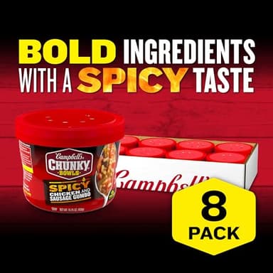 Campbell's Chunky Soup, Spicy Chicken & Sausage Gumbo Soup, 15.25 oz Microwavable Bowl (Case of 8) - Image 4