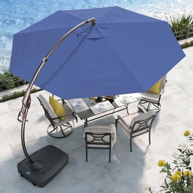 Grand patio 12FT Outdoor Round Offset Umbrella Large Patio Aluminum Cantilever Umbrella with Base & Cover (Navy Blue, 12 FT) - Image 1