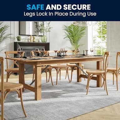Flash Furniture Hercules Series 8' x 40" Rustic Solid Pine Folding Dining Table, Rectangular Antique Farmhouse Dining and Event Extension Table - Image 6