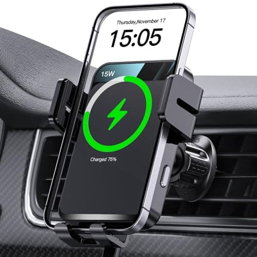 Wireless Car Charger, MOKPR Auto-Clamping Car Mount 15W/10W/7.5W Fast Charging Air Vent Car Phone Mount Compatible with iPhone 15/14/13/13 Pro/12 Pro Max/12 pro/12/11/10 Series, Samsung Galaxy Series - Image 1