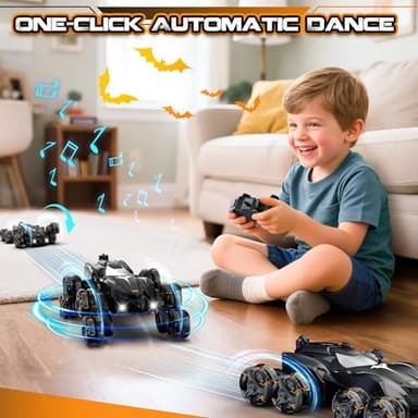 Remote Control Car, 2.4Ghz 8WD Rc Stunt Car with Automatic Demonstration, 360° Spins, Music and LED Lights, Remote Control Cars for Boys 4 5 6 7 8-12, Christmas Birthday Gifts Toys for Boys - Image 4