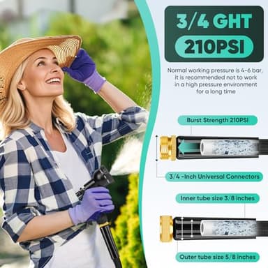 Lipoliftco Garden Hose 100FT, Non-Expanding, Lightweight Hose With 8 Function Nozzle, Leak-Proof, No-Knot, Easy to Carry, Wear-Resistant, Sturdy, Flexible, 3/4GHT, Water Hose for Yard, Garden, Outdoor - Image 6