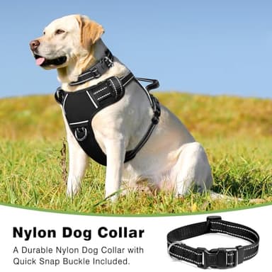 WINSEE Dog/Pet Harnesses No Pull with Dog Collar, Adjustable Reflective Oxford Outdoor Vest, Front/Back Leash Clips for Small, Medium, Large, Extra Large Dogs, Easy Control Handle for Walking - Image 2