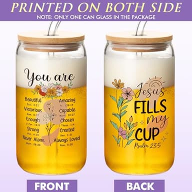 Christian Gifts for Women Faith, Inspirational Religious Gifts for Women, Catholic Spiritual Gift Set Birthday Christmas Gift for Womens Mom Sister Best Friends Wife Coworkers w/ 16Oz Can Glass - Image 5