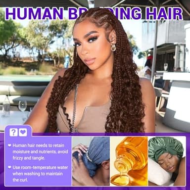 Human Braiding Hair for Boho Braids 110g Deep Wave Boho Bulk Human Hair for Braiding Knotless 12A Wet - Image 8