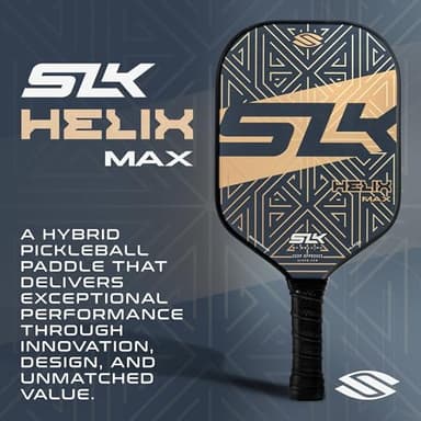 SLK Helix Pro Pickleball Paddle | Carbon Fiber & Fiberglass Hybrid Face | Thermoformed Carbon Fiber Core | Unmatched Control | Gold Maze - Image 3