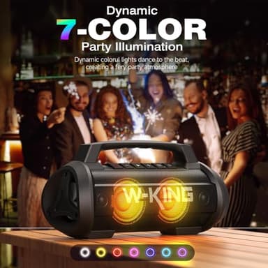W-KING Portable Speakers Bluetooth Wireless, 120W Max Loudest Bluetooth Speaker, IPX6 Waterproof Outdoor Speaker with 70W Deep Bass/2*Subwoofer/DSP/EQ/42H/LED/MAC-in/Power Bank, Large Party Boombox - Image 6