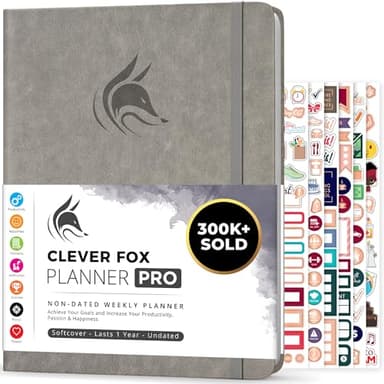 Clever Fox Planner PRO – Weekly & Monthly Life Planner to Increase Productivity, Time Management and Hit Your Goals, 8.5x11″ (Gray) - Image 1