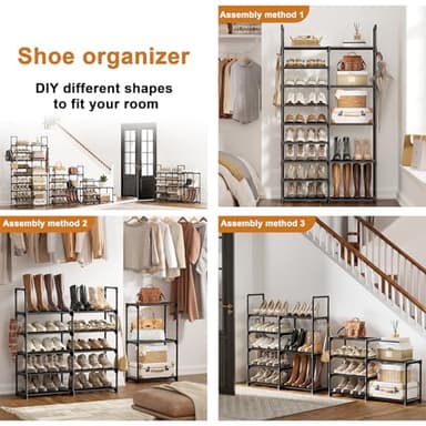 WOWLIVE 9 Tiers Shoe Rack Shoe Storage Shoe Organizer 30-35 Pairs Shoe Tower Unit Shelf Durable Metal Pipes with Plastic Connectors Stackable Cabinet Black(SSS2B9) - Image 5