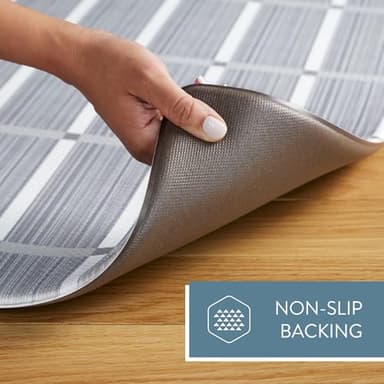 TOWN & COUNTRY BASICS Comfort Plus Windowpane Plaid Anti Fatigue Comfort Mat, Kitchen Runner Mat, Standing Desk Mat, Dorm Room Rug, Non-Slip Backing, Dark Grey, 18"x55" - Image 6