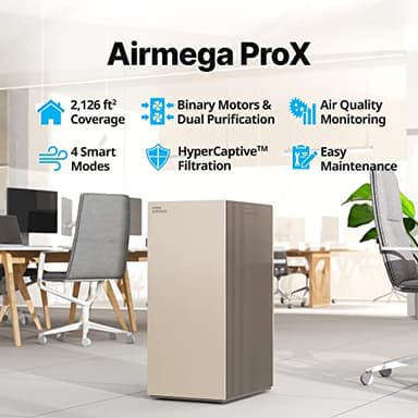 COWAY Air Purifiers for Large Room Whole Home Up to 4,253ft², 2 Sets of XL Washable Pre-Filters and True HEPA Filters for Dual Purification, PM1.0 AQI, Turbo Mode, Timer, Wheels, 5yr Warranty, ProX(B) - Image 3