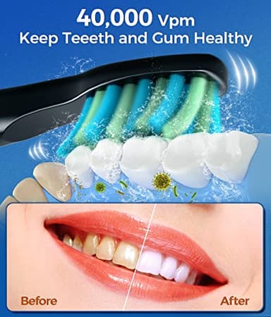 TEETHEORY Sonic Electric Toothbrushes for Adults and Kids, 8 Brush Heads Electric Toothbrush with 40000 VPM Deep Clean 5 Modes, Rechargeable Fast Charge 4 Hours Last 30 Days - Image 2