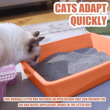 Small Litter Box, Plastic Kitten Litter Box, 13.9 x 9.8 x 3 Inch Open Litter Box for Small Pet, Easy to Clean (Orange 4PCS) - Image 4