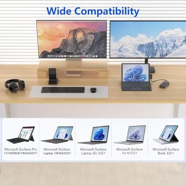 New Microsoft Surface Dock Triple Displays Dual HDMI+VGA with Power Adapter,12 in 1 Surface Docking Station for Microsoft Surface Pro 11/10/9/8/X/7/6/5/4/3,Surface Laptop 7/6/5/4/3/2/1,Surface Book Go - Image 5