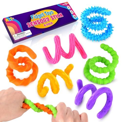 Fidget Toys Sensory Stick: Textured Silicone Sensory Toys for Kids 6 Pack, Stress Fidgets for Anxiety Relief Calming, Autism Classroom Must Haves, Stocking Stuffers for Teen Girls Boys Kids - Image 1