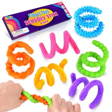 Fidget Toys Sensory Stick: Textured Silicone Sensory Toys for Kids 6 Pack, Stress Fidgets for Anxiety Relief Calming, Autism Classroom Must Haves, Stocking Stuffers for Teen Girls Boys Kids - Image 1