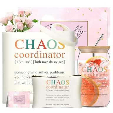 DHQH Thank You Gifts For Women, Employee Appreciation Gifts, Chaos Coordinator Gift for Coworkers Boss Manager Office Lady Nurse Mom, Administrative Professional Day with 16Oz Glass Cup - Image 1