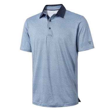 Golf Shirts for Men Dry Fit Short Sleeve Print Performance Moisture Wicking Polo Shirt Bluish Umbrella - Image 1