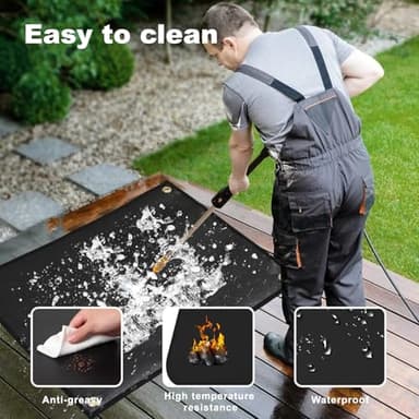 QYYDWN Under Grill Mat for Outdoor Grill,50 x 40 inches Double-Sided Fireproof Grill Pad,BBQ Mat for Under BBQ,Indoor Fireplace Mat,Fire Pit Mat,Oil-Proof Waterproof Mat - Image 4