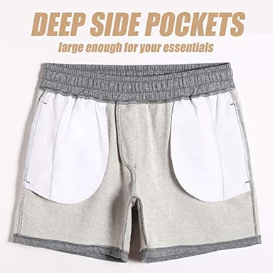 maamgic Mens Athletic Gym Shorts 5.5" Elastic Waist Casual Pajama Pocket Jogger Men Workout Short Pants Light Grey Shorts Medium - Image 4