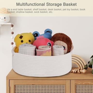 BOSROTY Small Woven Basket with Gift Bags and Ribbons, Empty Baby Gift Baskets for Kids Women Men, Shelf Storage, Small Cat Dog Pet Toy Boxes, 13”x 9”x 5.5”, White - Image 7