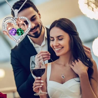 Iefil Anniversary Women Gifts - Romantic Gifts for Her, Anniversary Birthday Day Gift for Her, February October Birthstone Necklace, Amethyst Sapphire Jewelry, Rose Heart Necklace - Image 4