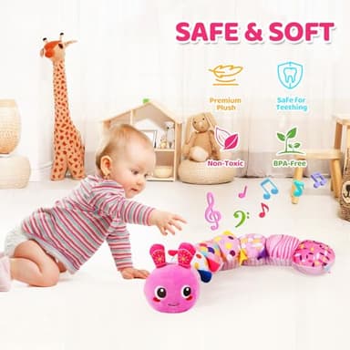 KMUYSL Baby Toys 0-6 6-12 Months, Sensory Music Animal Stuffed Toy for 0 1 2 3 4 5 6+ Months, Plush Toy with Crinkle and Rattles for Infant Newborn, Tummy Time Toys Gifts for 0-3-6-12 Month - Image 5