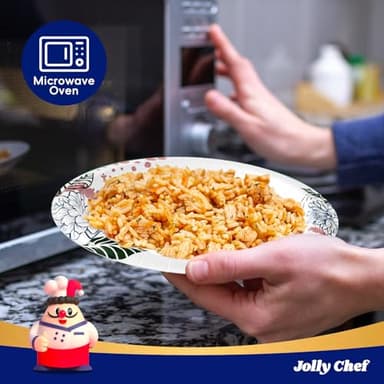 JOLLY CHEF ๐ญ๐ฐ๐ฌ ๐๐ผ๐๐ป๐ ๐ฃ๐ฎ๐ฝ๐ฒ๐ฟ ๐ฃ๐น๐ฎ๐๐ฒ๐ ๐ญ๐ฌ ๐ถ๐ป๐ฐ๐ต Soak Proof, Cut Proof, Heavy Duty Flower Printed Disposable Paper Plates for Everyday Use - Image 6